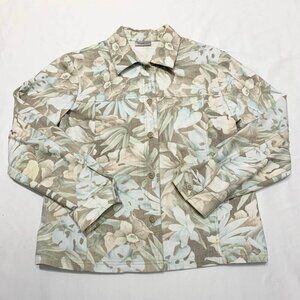 Women's Gelco Tropical Floral Jacket Pastel Green Blue Size 8